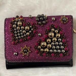 Christian Louboutin Pink and Black Glitter Wallet